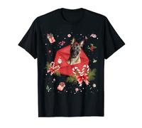 Belgian Malinois Dog In Christmas Card Ornament Pajama Xmas T-Shirt