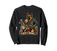 Belgian Malinois drinking coffee on a on a motorbike vintage Sweatshirt