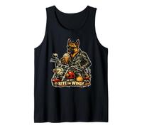 Belgian Malinois Drinking Coffee on a on a Motorbike Vintage Tank Top