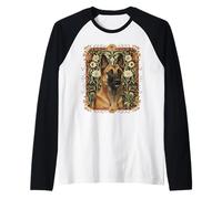 Belgian Malinois Elegant Vintage Working Dog Portrait Raglan Baseball Tee