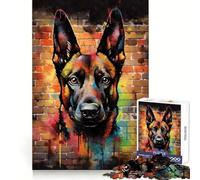 Belgian Malinois Graffiti 1000 Pieces Puzzles for Teenagers Memory Training Peaceful Escape Flawless Cut Winter Gift (38x26cm)