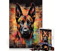 Belgian Malinois Graffiti for Adults 1000 Piece Jigsaw Puzzle Focus Training Peaceful Hobby Tight Join Memorable Gift (50x75cm)