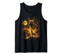 Belgian Malinois Howling to The Moon Forest Scene Tank Top