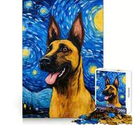 Belgian Malinois Night for Adults 1000 Piece Jigsaw Puzzle Focus Training Peaceful Hobby Tight Join Memorable Gift (38x26cm)