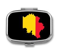 Belgian Map Flag Travel Pill Organizer 2 Compartments Pill Case Pill Box Containers for Purse Pocket