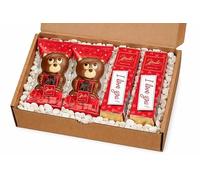 Belgian Milk Chocolate Teddy Bear & I Love You Bar Gift Set for Him or Her