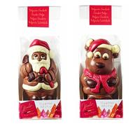 Belgian Milk & White Chocolate Christmas Santa and Bear Hollow Figure with Decorations (2 x 55g)