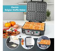 Quest 35940 Four Slice Deep Fill Waffle Maker/Non-Stick Hot Plates/Adjustable Temperature/Stainless Steel with Cool Touch Handle / 1100W