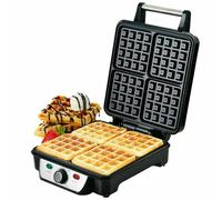 Belgian Quad Waffle Maker Machine Large 4 Slice Non Stick Iron Press 1100w Watt ompliant]