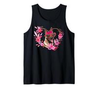 Belgian Shepherd Dog Mom Valentine's Day Floral Heart Design Tank Top