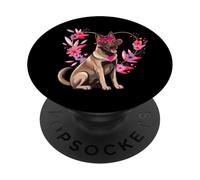 Belgian Shepherd Dog Valentine's Day Floral Heart Design PopSockets Adhesive PopGrip