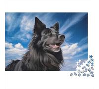 Belgian Shepherd Groenendael 1000-Piece Puzzle for Adults, 38x26cm/1000pcs, Easy to Continue on Another Evening; White Cardboard for Simple Sorting