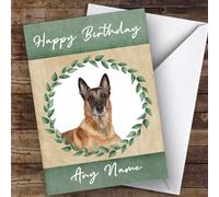 Belgian Shepherd Malinois Dog Green Animal Personalised Birthday Card - Personalised Birthday Card For Animal, Wildlife & Pet Lovers, Custom Animal Birthday Card
