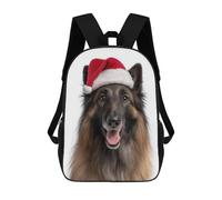 Belgian Tervuren Dog with Santa Hat Backpack, 3D Printed School Bag, School Lunch Bag, Travel Backpack, Friends Backpack, School Backpack for Girls And Boys 17inch