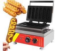 Belgian Waffle Stick Maker 6 Skewers Hot Dog Sticks Machine Electric Commercial Waffles Iron with Cool Touch Handle Non-Stick Coating(220V)