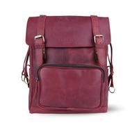 Belgin London Leather Hunter Backpack, 15.6 cm Laptop Compatible, 25L Vintage Style, Burgundy Reign (Red)