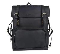 Belgin London Leather Hunter Backpack, 15.6 cm Laptop Compatible, 25L Vintage Style, Vantablack