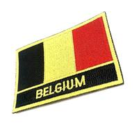 Belgium Belgian EU European Europe Iron On Embroidery Country Flag Patch Embroidered Fabric Sew On Transfer for Clothes 8cm x 5cm Rectangle Pack of 1