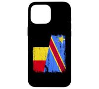 Belgium Congo Half Flag Belgian Congolese Pride Jersey Case for iPhone 16 Pro Max