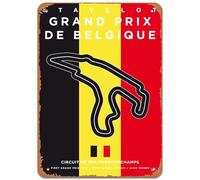 Belgium F1 Merchandise Grand Prix Circuit Vintage Metal Sign Gift or Formula One Fans or Wall Art Decoration, Mens Bedroom Accessories, Garage Tin Art, Game Rooms And Home Offices Flag Sign Plaques