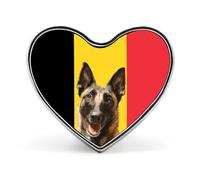 Belgium Flag Belgian Malinois Badge Pin Brooch Button Stylish Heart Shaped Decorative for Clothes Backpacks Hats