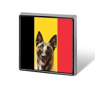 Belgium Flag Belgian Malinois Fasion Badge Pin Brooch Button Square Shaped Decor for Hat Backpacks 0.7 Inch
