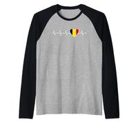Belgium Heartbeat Design Belgian Flag Heart Belgian Identity Raglan Baseball Tee