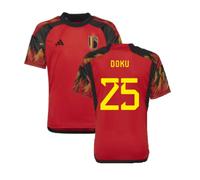 Belgium Junior 2022 - 2023 Home Shirt - Doku 25 in Red | Size: 15-16 Years Belgium Red 15-16 Years