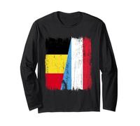 Belgium Luxembourg Half Flag Belgian Luxembourgish Jersey Long Sleeve T-Shirt