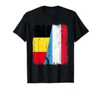 Belgium Luxembourg Half Flag Belgian Luxembourgish Jersey T-Shirt