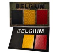 Belgium Reflective IR Flag Patch Military Tactical Morale Patch Europe Badges Emblem Applique Patches Iron On Sew on Clothes Backpack Accessories with Hook&Loop Black Camo