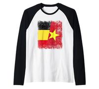 Belgium Vietnam Half Flag Belgian Vietnamese History Raglan Baseball Tee