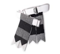 BELGLY Kilt Hose Sock Flashes for Men with Heavy Buckle Adjusters, Plain & Tartan Socks Kilt Flashes/Acrylic Wool Garter Pointed (Rob Roy Black & White)