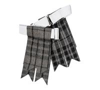 BELGLY Kilt Hose Sock Flashes for Men with Heavy Buckle Adjusters, Plain & Tartan Socks Kilt Flashes/Acrylic Wool Garter Pointed (Grey Watch Day)