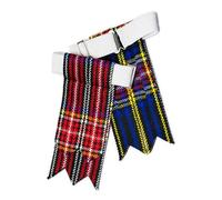 BELGLY Kilt Hose Sock Flashes for Men with Heavy Buckle Adjusters, Plain & Tartan Socks Kilt Flashes/Acrylic Wool Garter Pointed (Black Stewart)