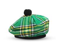 BELGLY Scottish Hat Tam o' Shanter Acrylic Tammy Jimmy Flat Bonnet in Many Tartans (Irish Green)