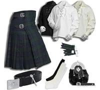 BELGLY Scottish Kilt for Men - 08 Pcs Kilt Accessories for Men, Scottish Outfit, Black Watch 32''