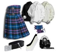 BELGLY Scottish Kilt for Men - 08 Pcs Kilt Accessories for Men, Scottish Outfit, Pride of Scotland 50''