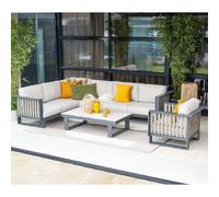 belgrade aluminium corner garden lounge set in desert sand