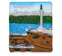 Belgrade Serbia Souvenir Fridge Magnet - 3D Kalemegdan Fortress & Waterfront Design - Hand-Painted Resin Travel Keepsake - Decorative Magnet - 5.5 x 6.5 x 1.6 cm