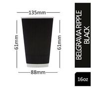 Belgravia 16oz Triple Walled Black Ripple Paper Cups 25's - PACK (20)