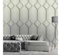 Belgravia Alessia Panel Heavyweight Textured Vinyl Wallpaper Grey 215