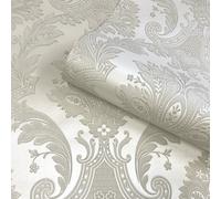 Belgravia Amara Damask Heavyweight Textured Vinyl Wallpaper Natural 7369
