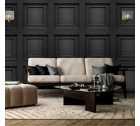Belgravia Amara Panel Heavyweight Textured Vinyl Wallpaper Black 7378