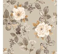Belgravia Bramble Floral Wallpaper - Modern Flowery Design with Matte Detailing - Luxury Wallpaper for Living Room, Bedroom, Hallway - Beige/Multi