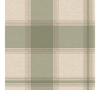 Belgravia Carmella Check Wallpaper - Rustic Checkered Wallpaper for Living Room, Bedroom, Hallway - Decorative Green Tartan