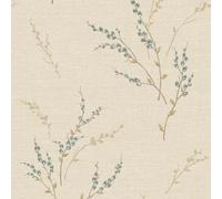 Belgravia Carmella Floral Wallpaper - Embossed Textured Heavyweight Vinyl Wallpaper - Modern Wallpaper for Living Room, Bedroom, Hallway - Decorative Luxury Wallpaper - Cream/Blue