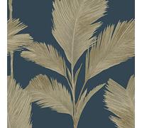 Belgravia Decor Alessia Leaf Gold Navy Wallpaper GB213 - Italian Vinyl