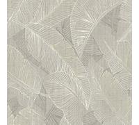 Belgravia Decor Anaya Leaf Textured Grey Shiny Tropical Wallpaper A2142