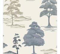 Belgravia Decor Carlotta Tree Blue Cream Wallpaper GB9036